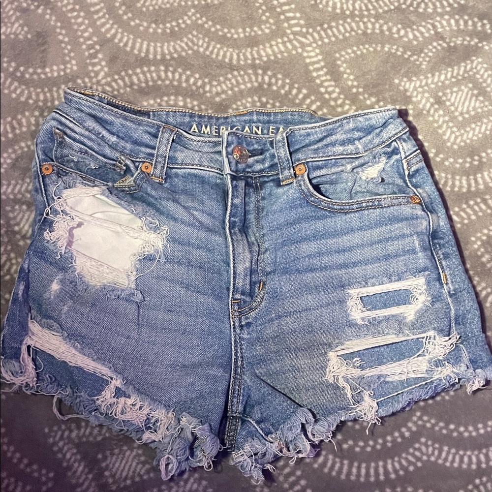 American Eagle Outfitters Light Blue Ripped Jean Shorts